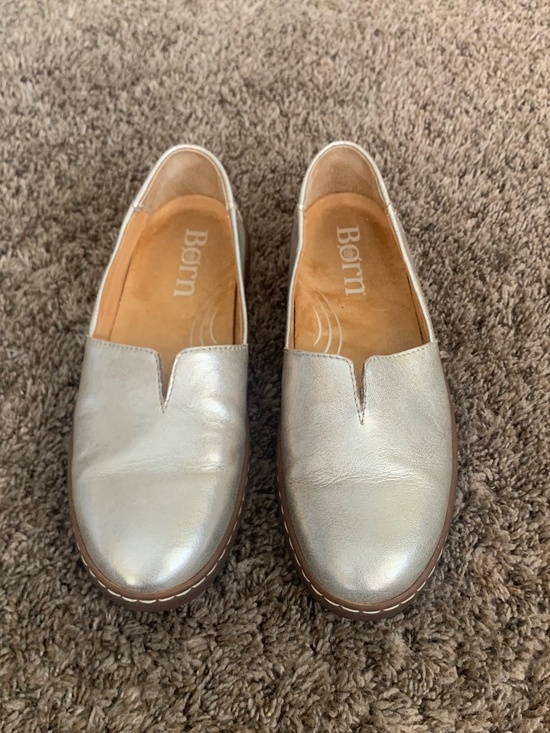 Born Shoes - Born Sebra II Gold Metallic Leather Slip On Casual Loafer Shoes Sz.7.5